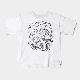 Scary Kraken Monster Horror Black Lineart Kids T-Shirt